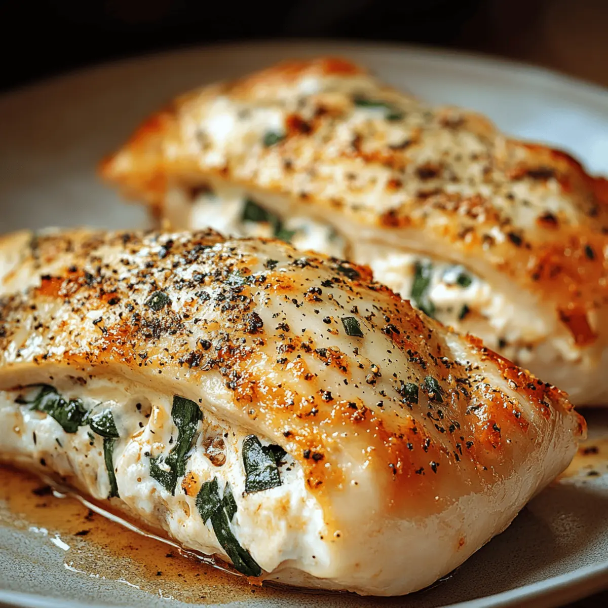 Stuffed Chicken Breast with Spinach Cream Cheese