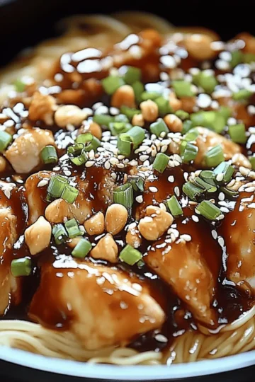 Slow Cooker Honey Garlic Chicken Noodles