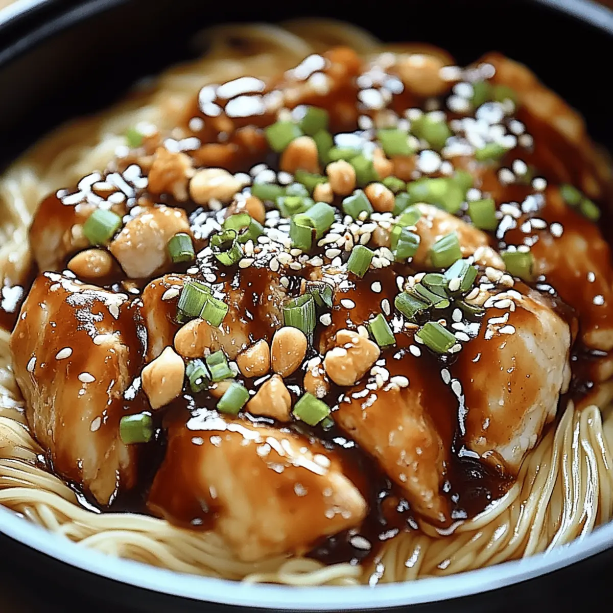 Slow Cooker Honey Garlic Chicken Noodles
