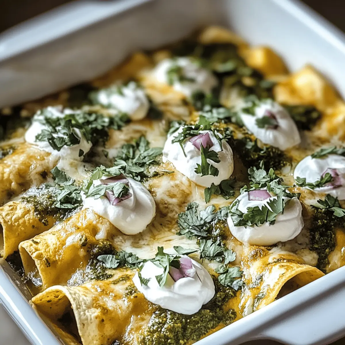 Salsa Verde Chicken Enchiladas