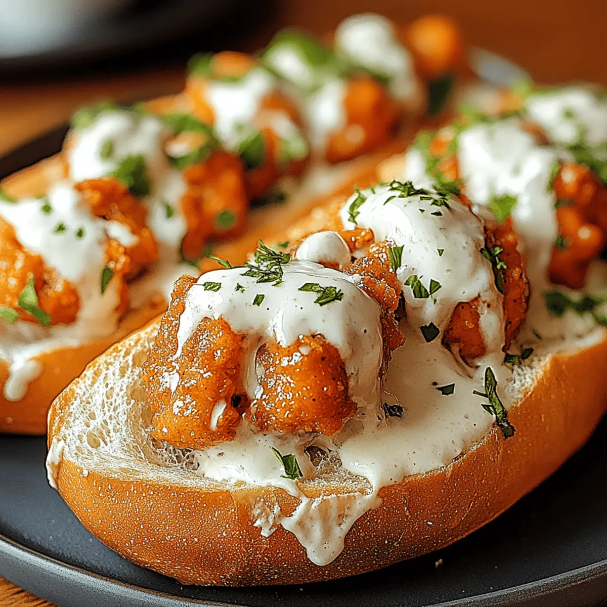 Buffalo Chicken Meatball Sandwiches