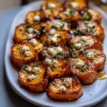 Sweet Potato Rounds with Honey Feta Crumble