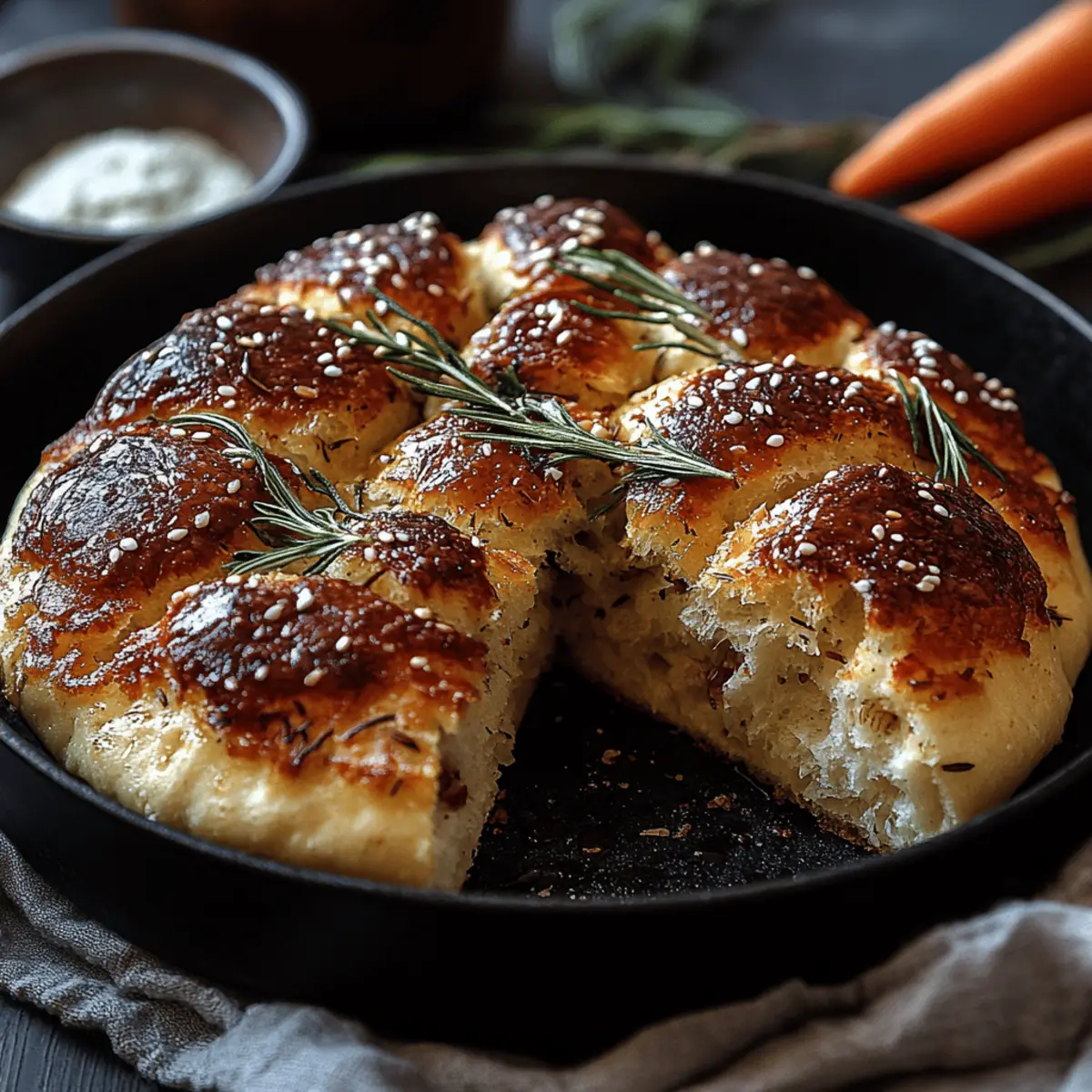 Rustic Garlic Rosemary Skillet Bread