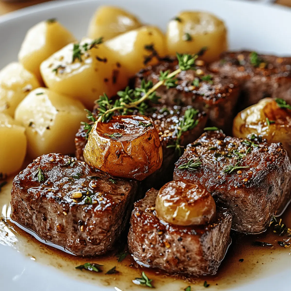 Garlic Butter Steak Bites and Potatoes