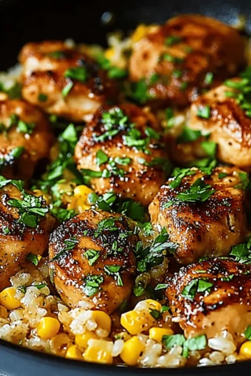 Chicken and Corn Skillet with Garlic Parmesan Rice