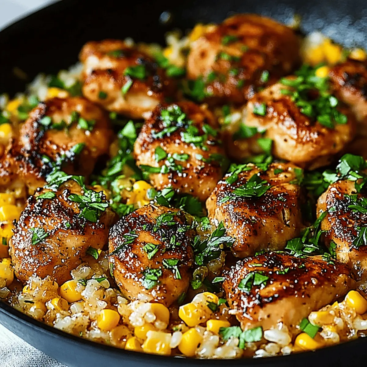 Chicken and Corn Skillet with Garlic Parmesan Rice