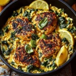 Creamy Lemon Chicken with Orzo Greens