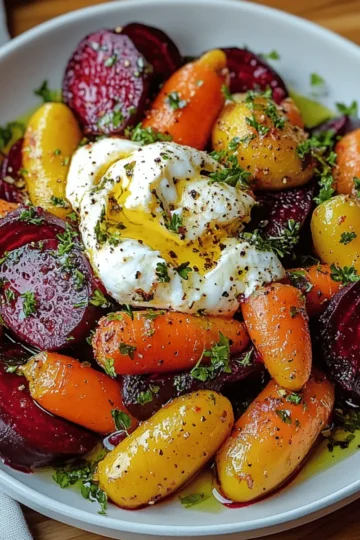 Roasted Beets and Carrots with Burrata Salad
