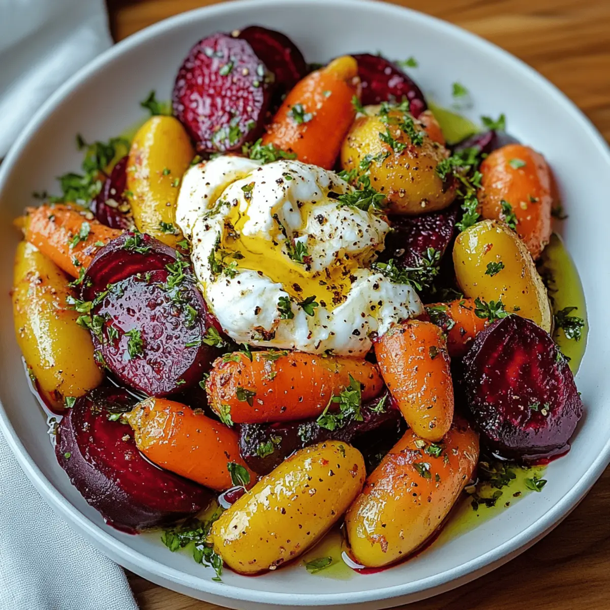Roasted Beets and Carrots with Burrata Salad