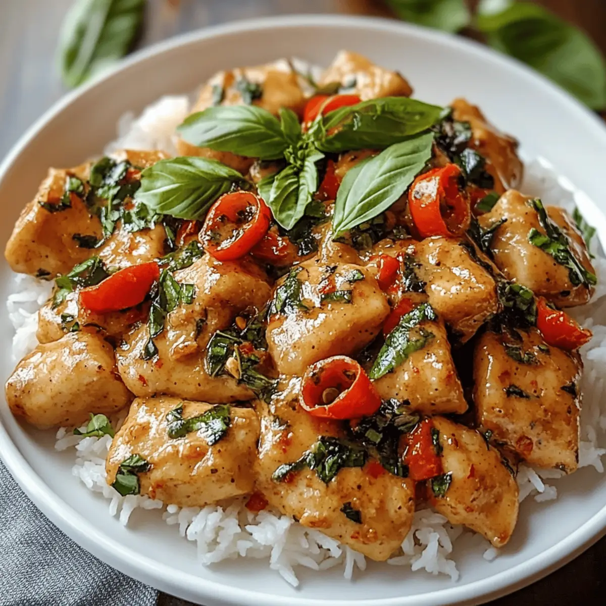 Spiced Coconut Basil Chicken with Rice
