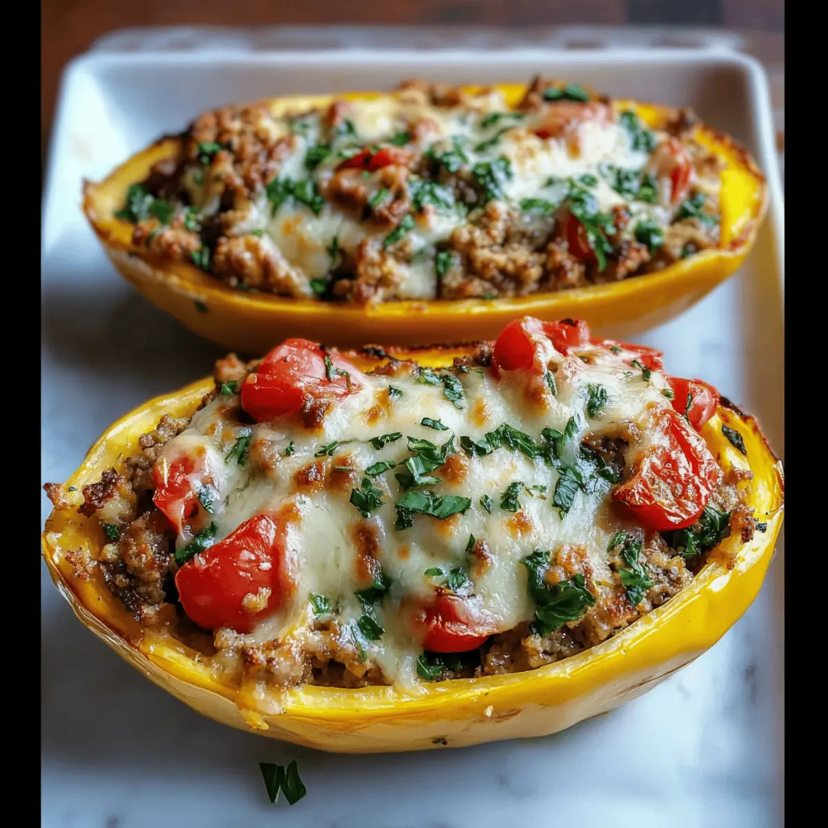 Stuffed Spaghetti Squash with Sausage and Spinach