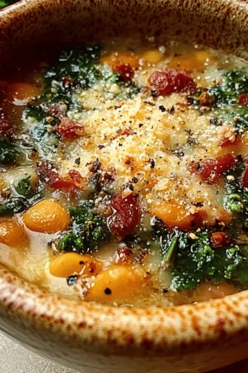 White Bean Greens Soup Kale Spinach Parmesan