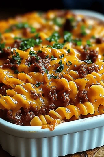 Cheesy Beef and Sweet Corn Rotini Bake