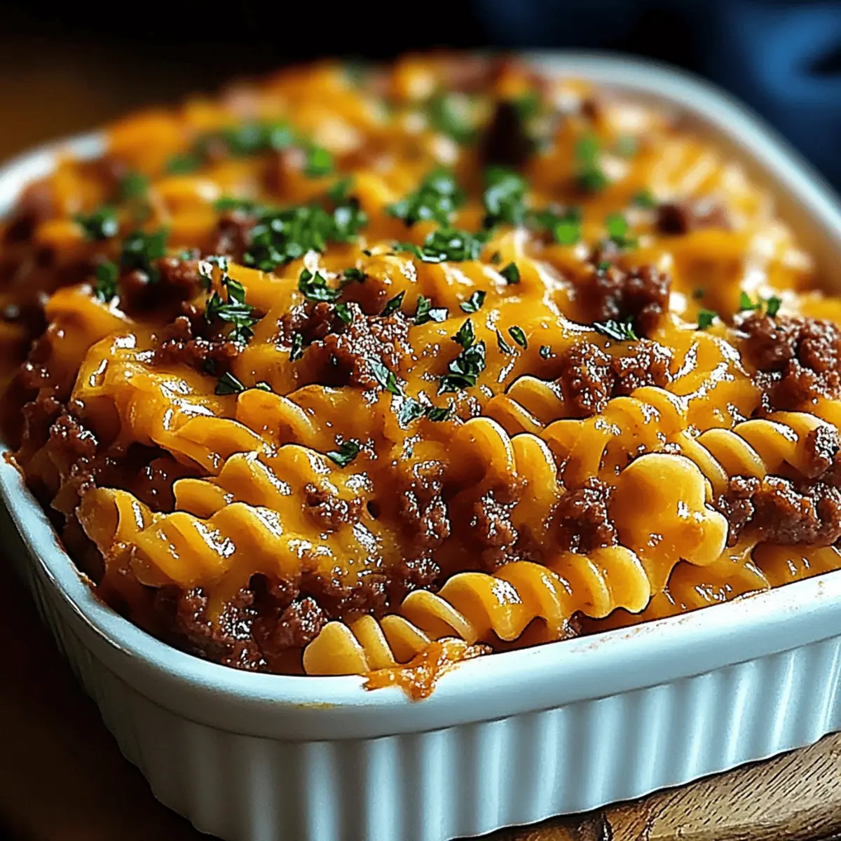 Cheesy Beef and Sweet Corn Rotini Bake