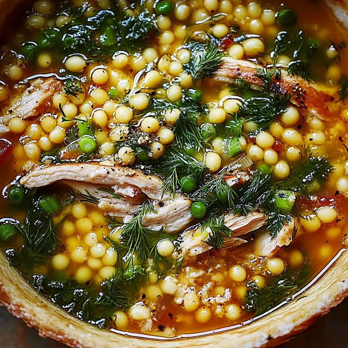 Chicken and Pearl Couscous Soup