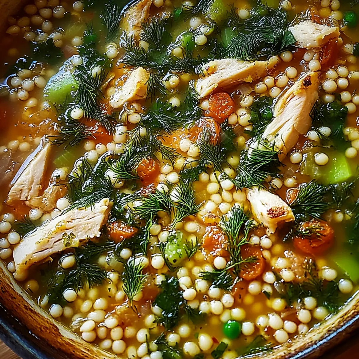 Chicken and Pearl Couscous Soup