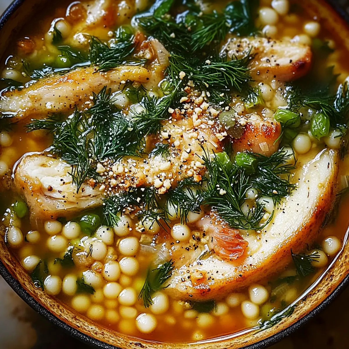 Chicken and Pearl Couscous Soup