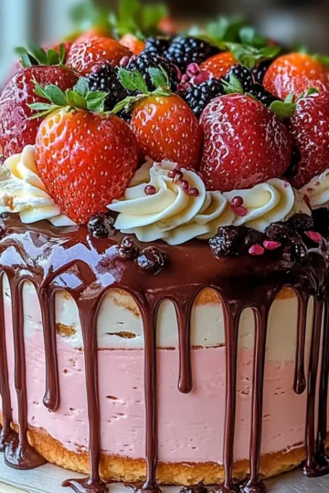 Chocolate Covered Strawberry Drip Cake