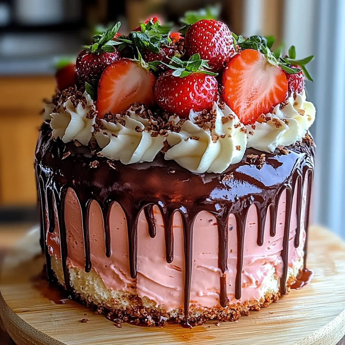 Chocolate Covered Strawberry Drip Cake