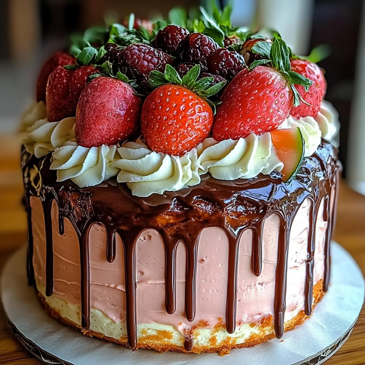 Chocolate Covered Strawberry Drip Cake