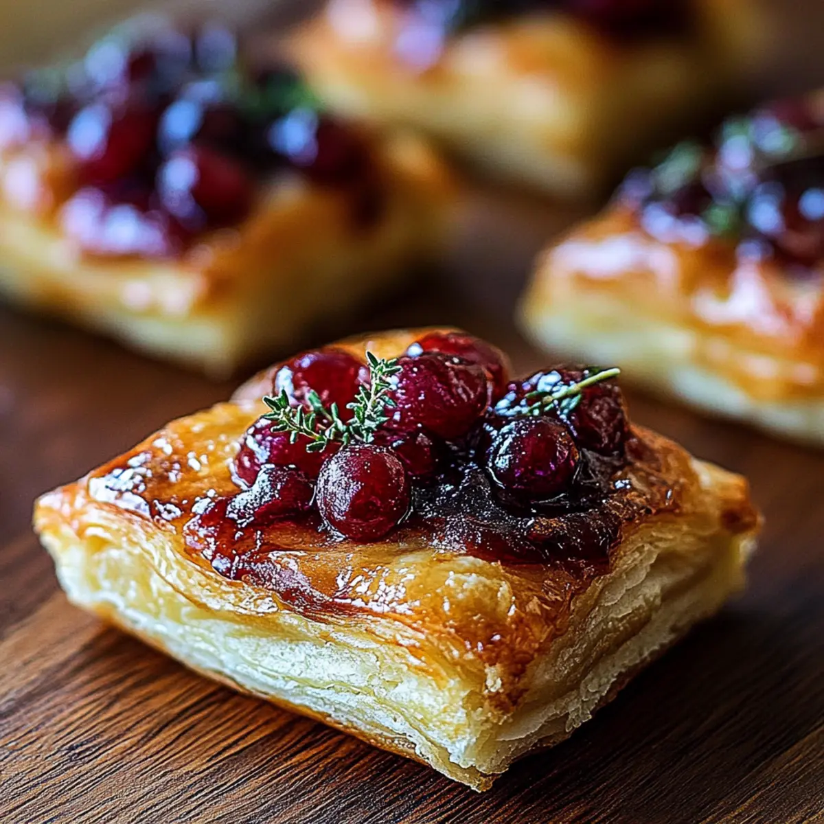 Cranberry Brie Puff Pastry Bites