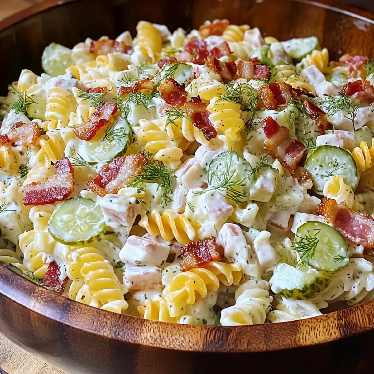 Dill Pickle Bacon Ranch Pasta Salad