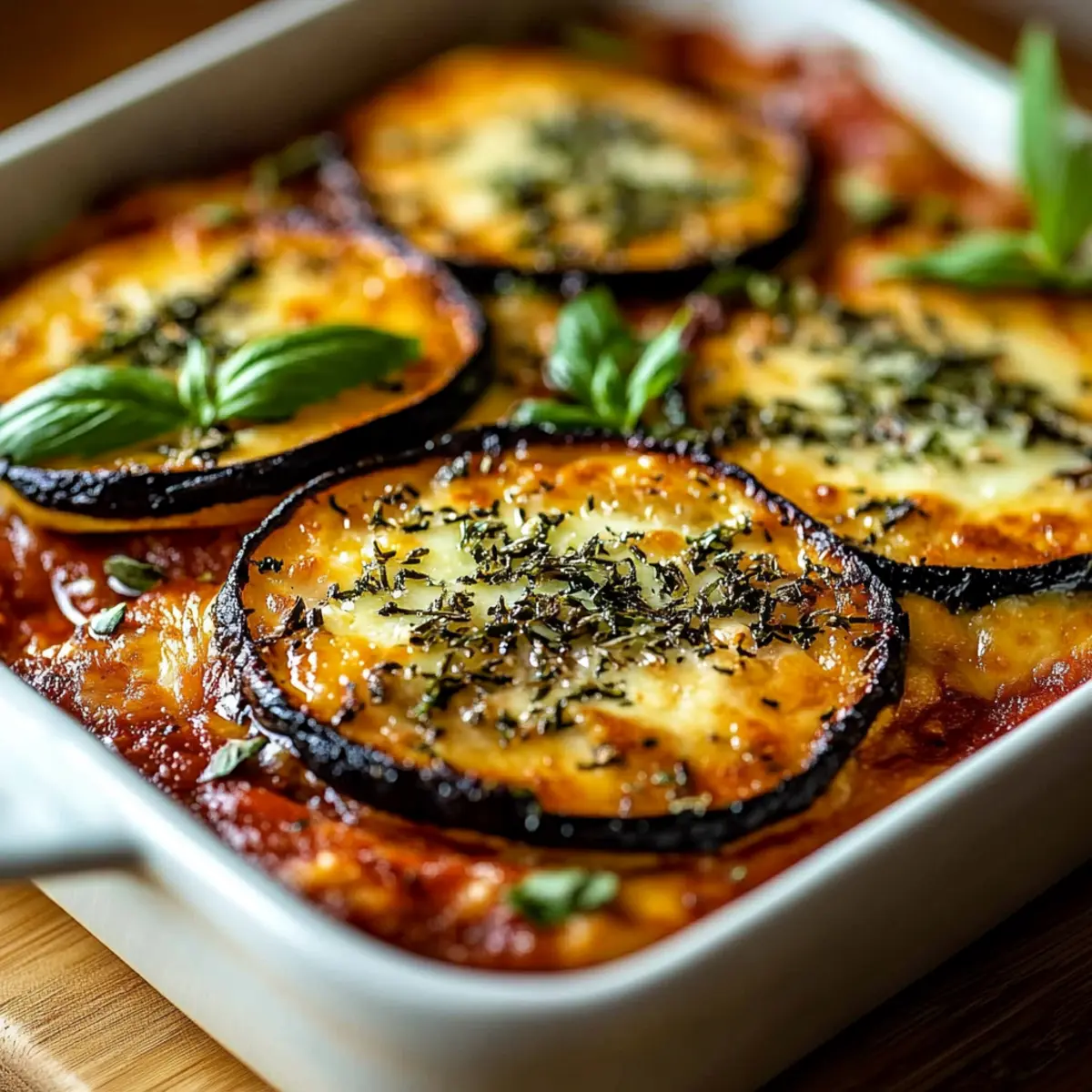 Golden Eggplant Parmigiana Casserole