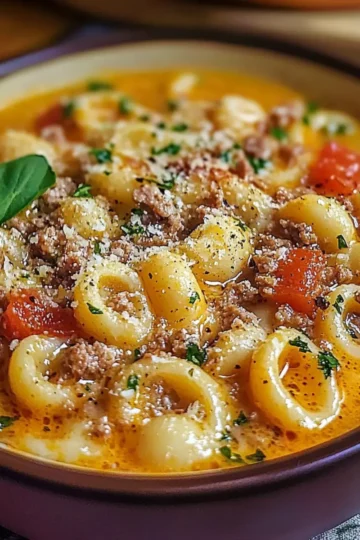 One-Pot Macaroni Cheeseburger Soup