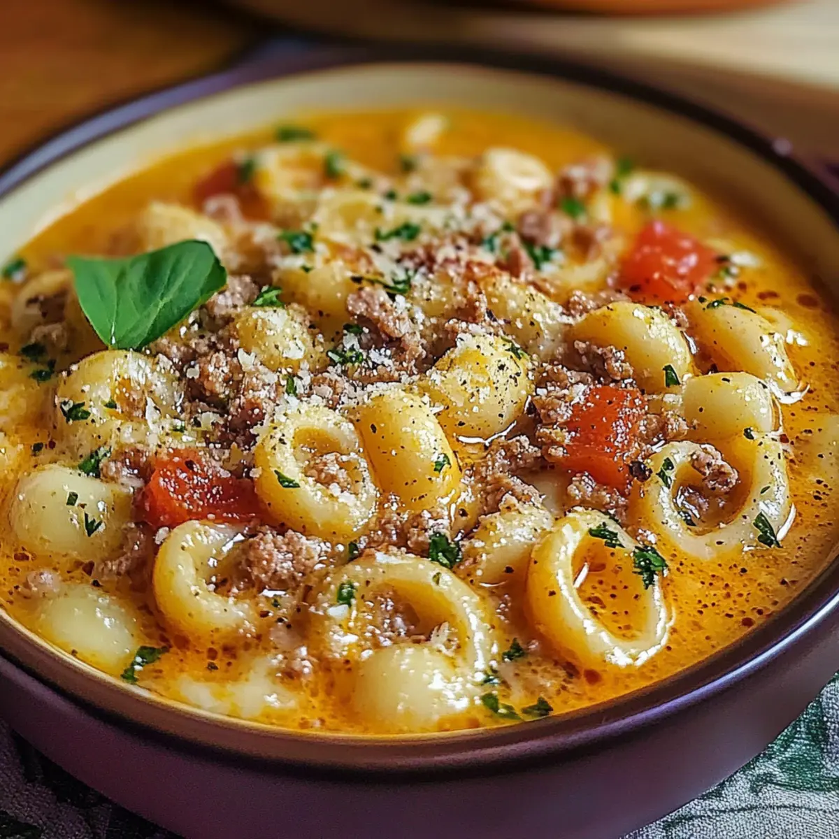 One-Pot Macaroni Cheeseburger Soup