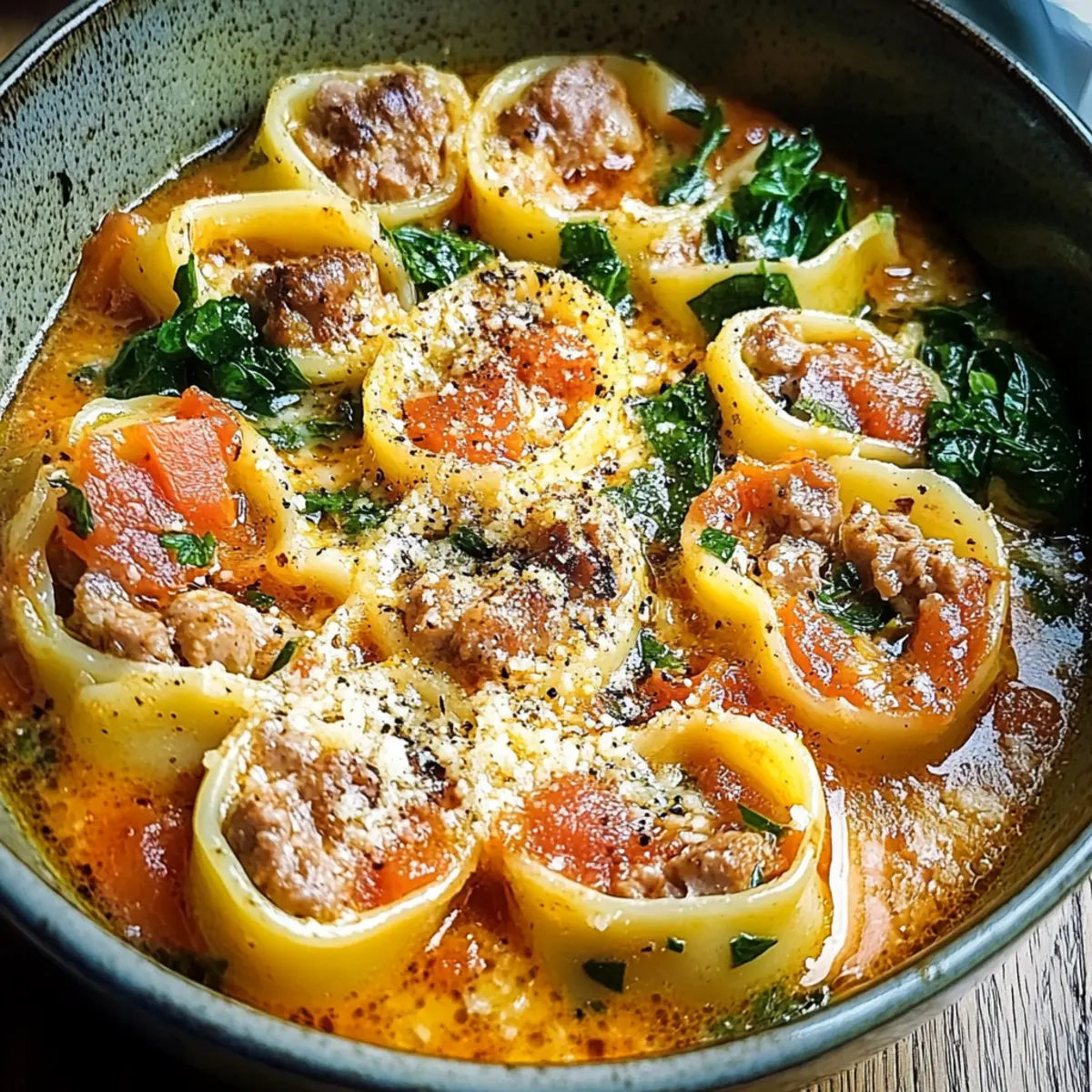 Sausage Tortellini Soup with Spinach Fennel