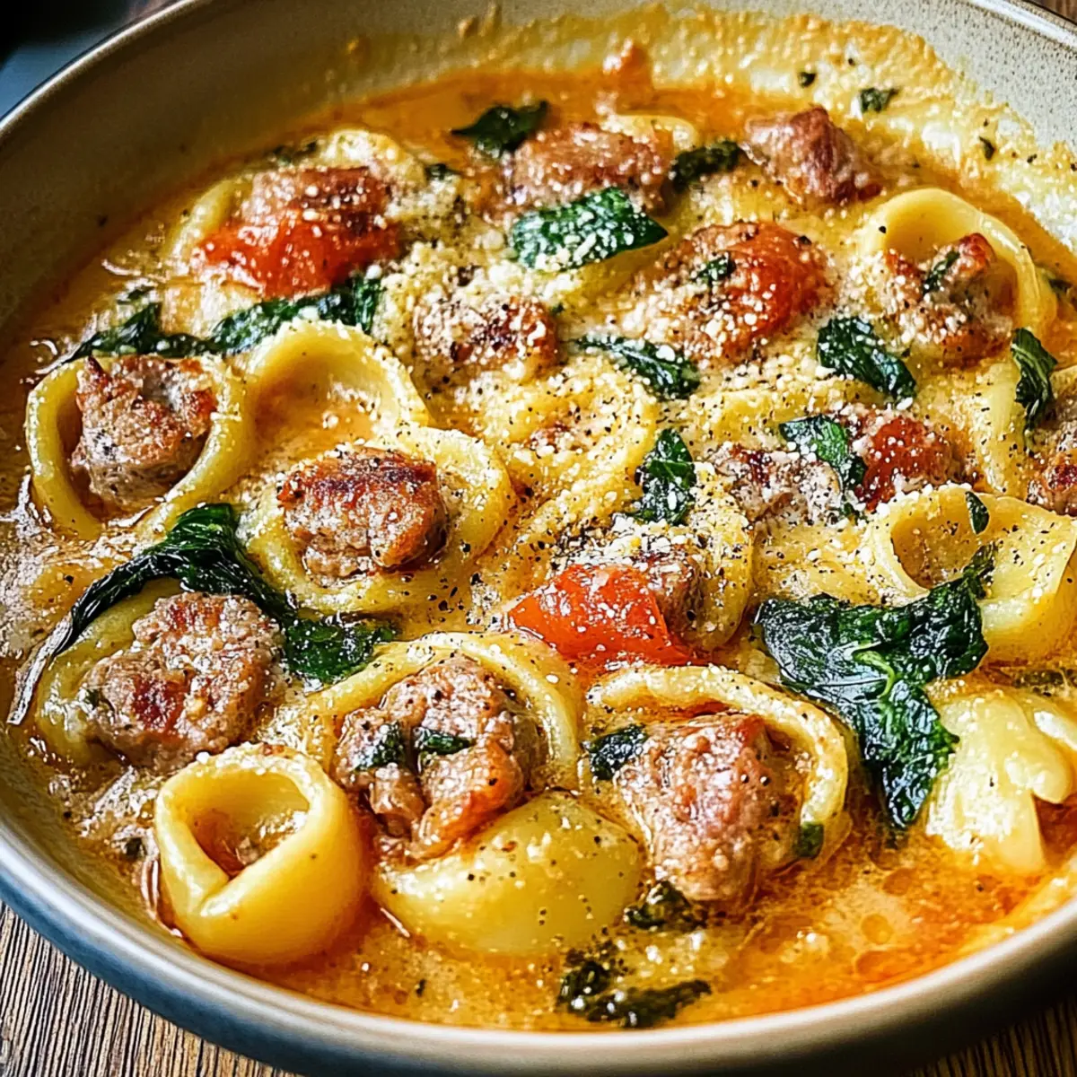 Sausage Tortellini Soup with Spinach Fennel