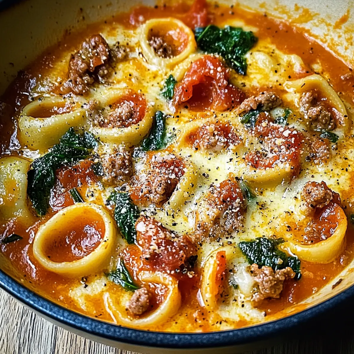 Sausage Tortellini Soup with Spinach Fennel