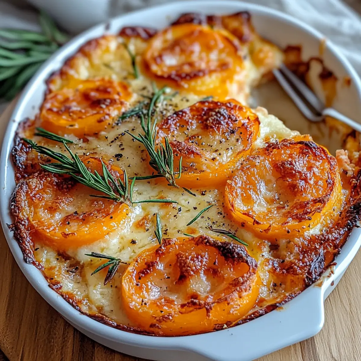 Sweet Potato Gratin with Smoked Gouda Rosemary