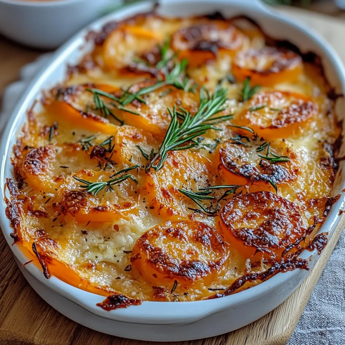Sweet Potato Gratin with Smoked Gouda Rosemary
