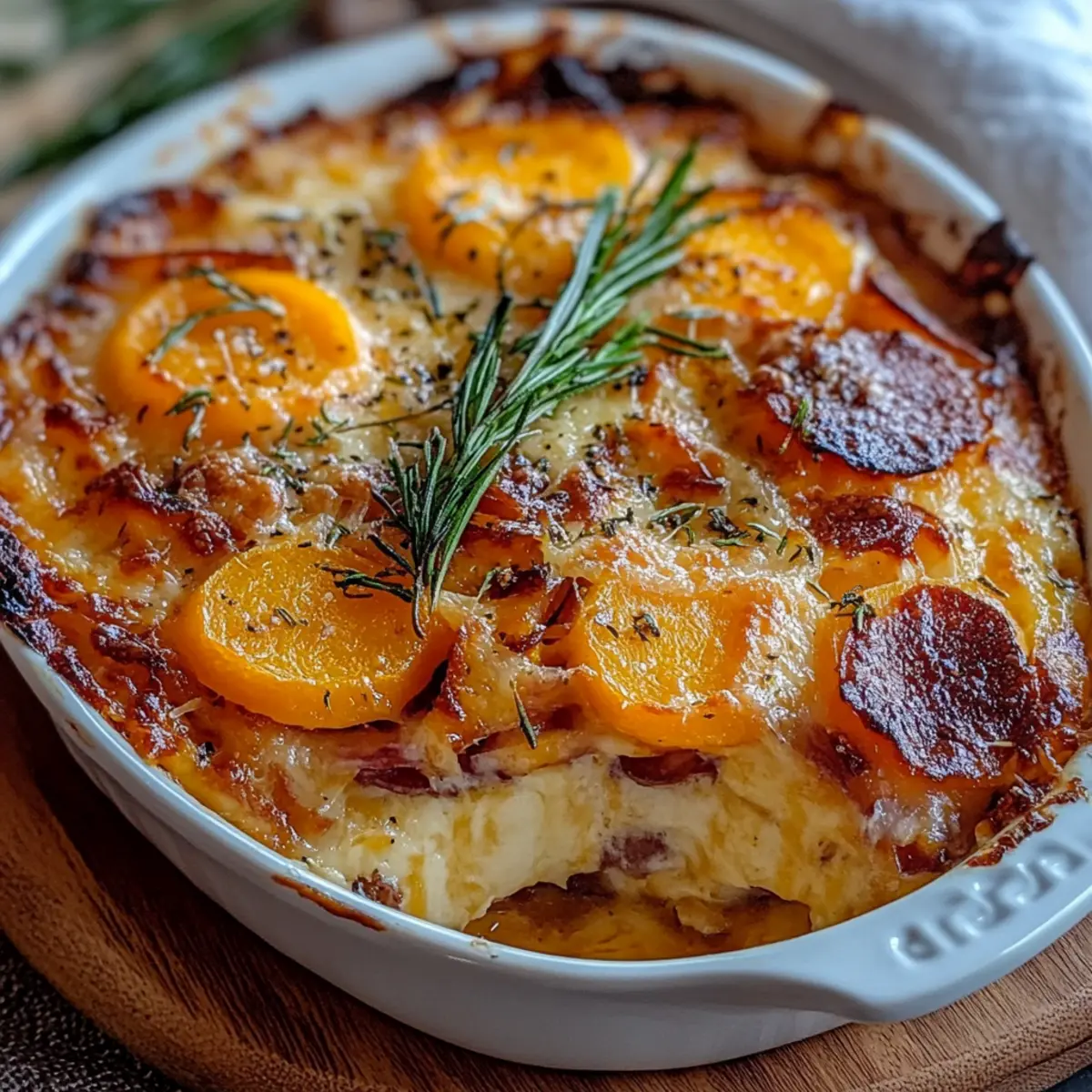 Sweet Potato Gratin with Smoked Gouda Rosemary
