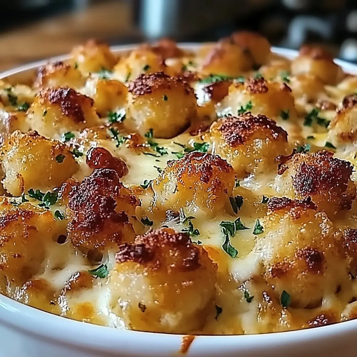 Cheddar Ranch Chicken Tater Tot Bake