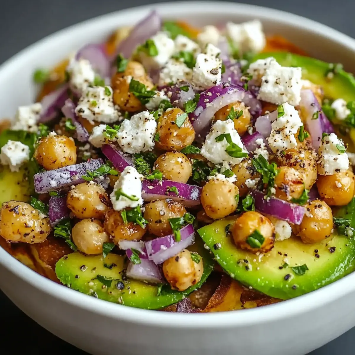 Chickpea Feta Avocado Salad