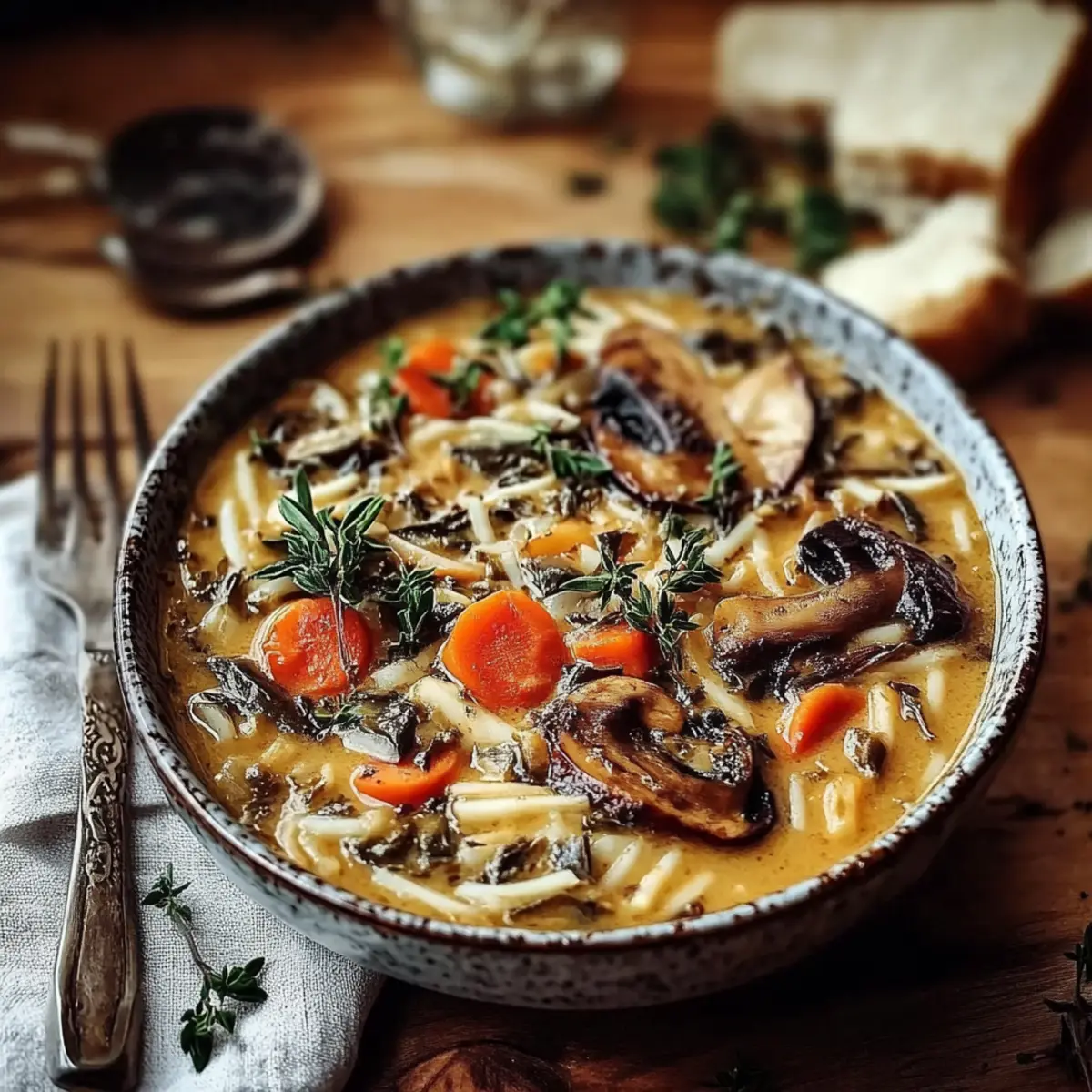 Cozy Autumn Wild Rice Soup with Chicken Mushrooms