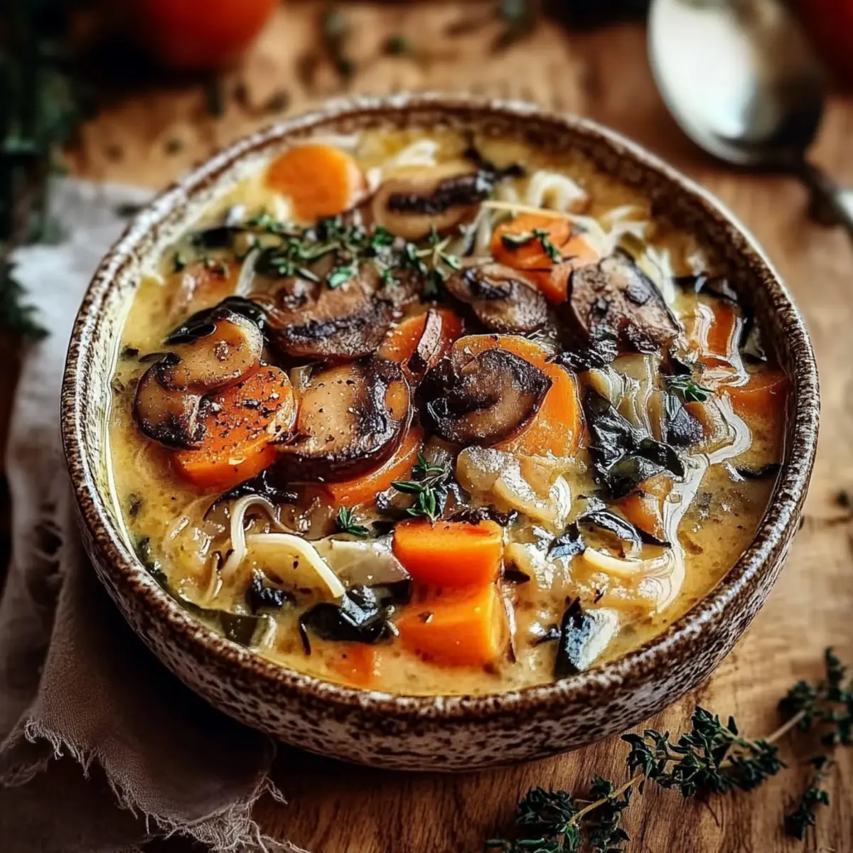 Cozy Autumn Wild Rice Soup with Chicken Mushrooms