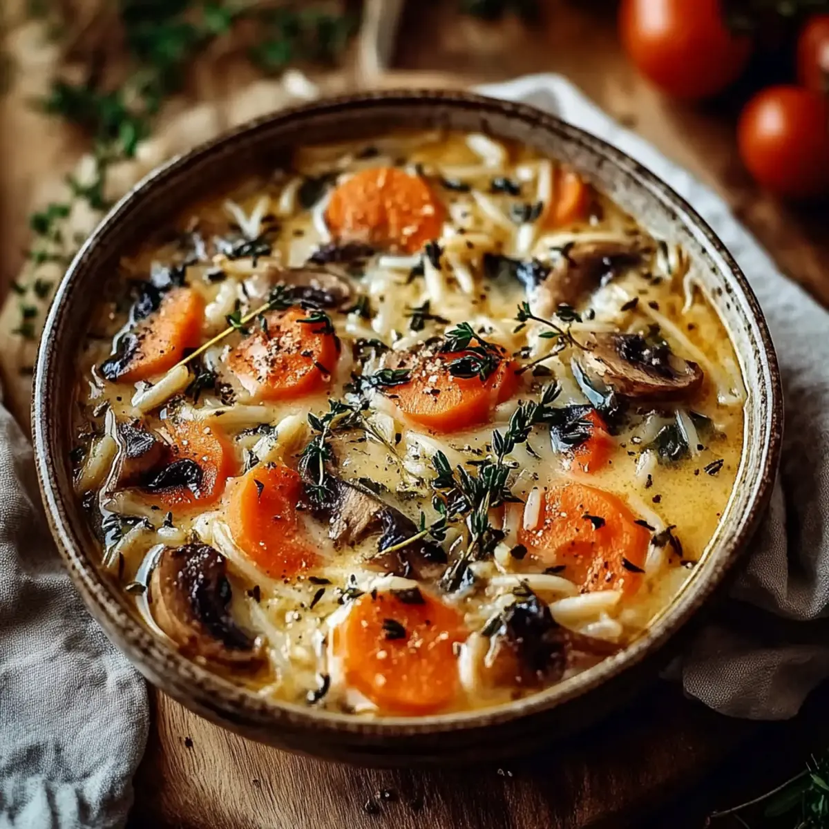 Cozy Autumn Wild Rice Soup with Chicken Mushrooms