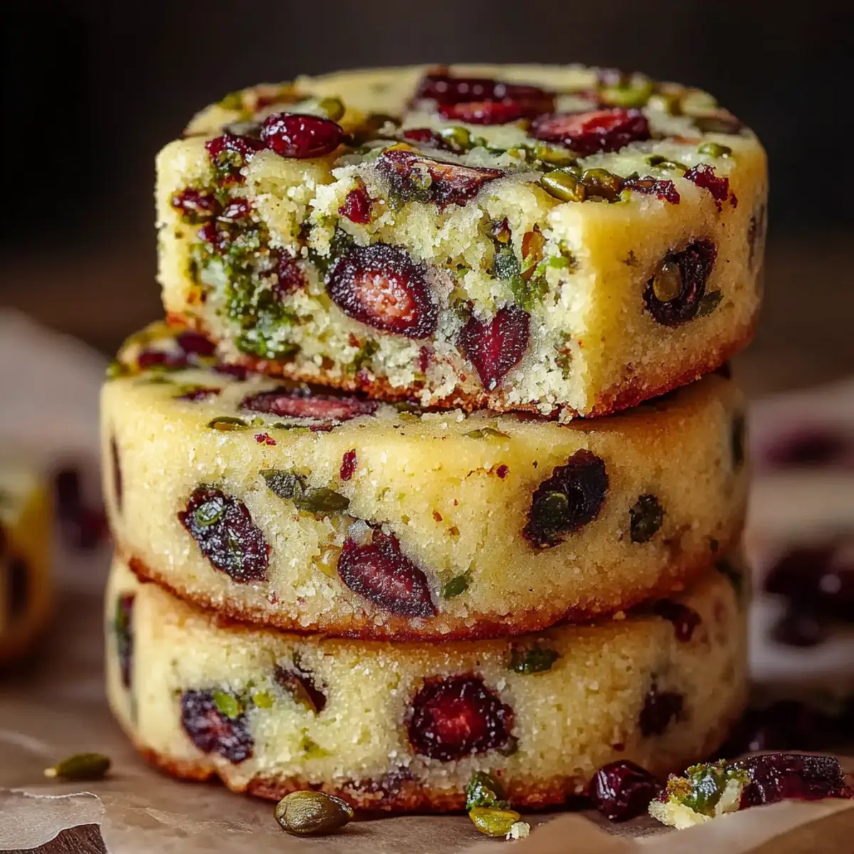 Cranberry Pistachio Shortbread Cookies