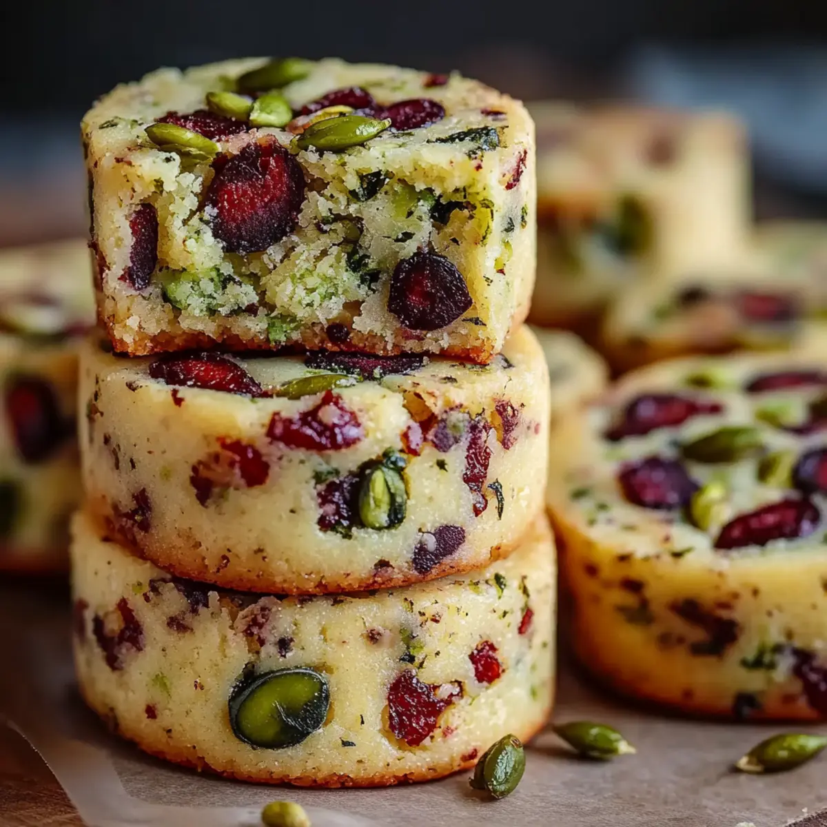 Cranberry Pistachio Shortbread Cookies