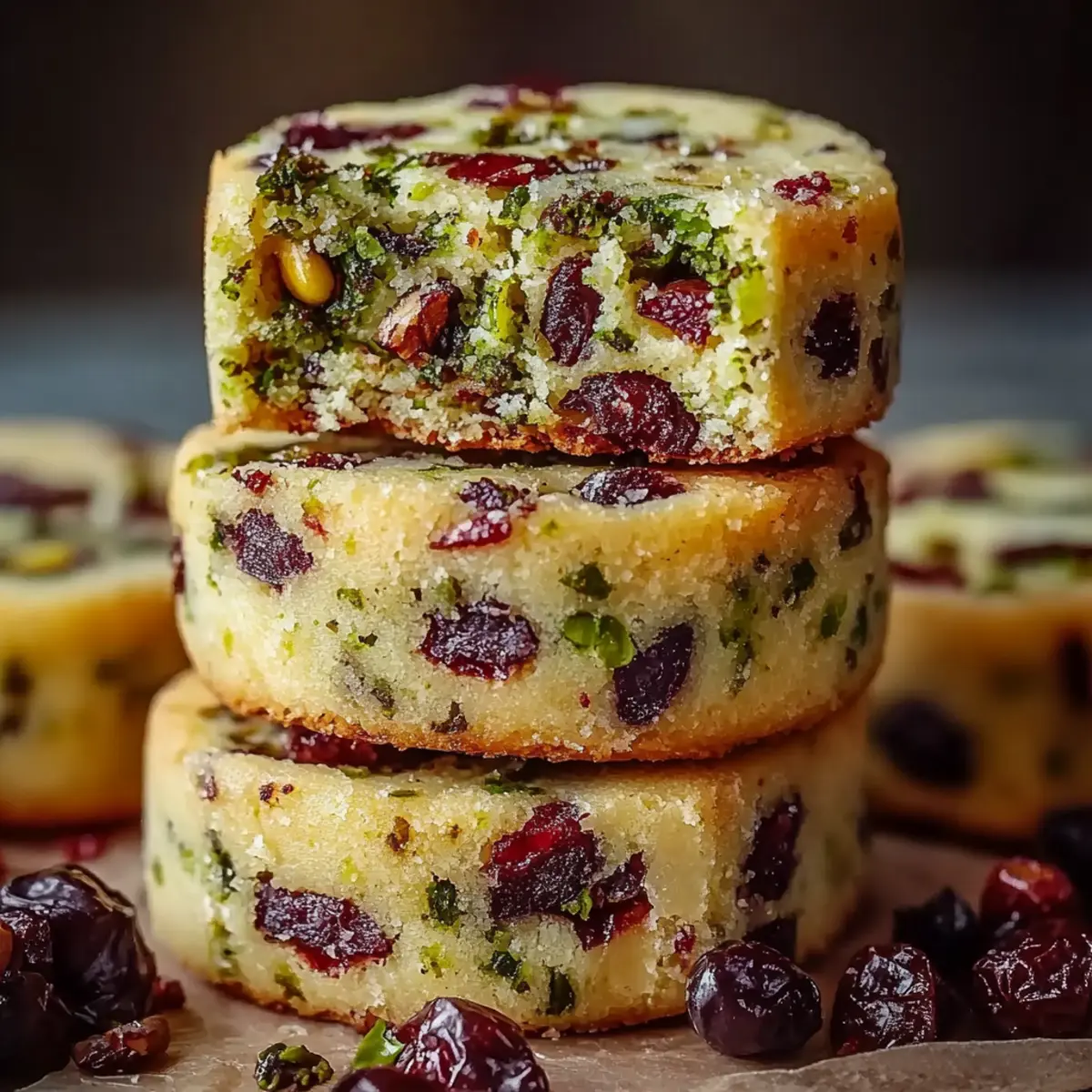 Cranberry Pistachio Shortbread Cookies