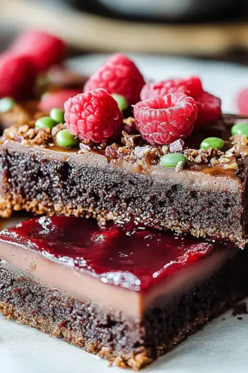 Holiday Raspberry Mocha No Bake Brownies
