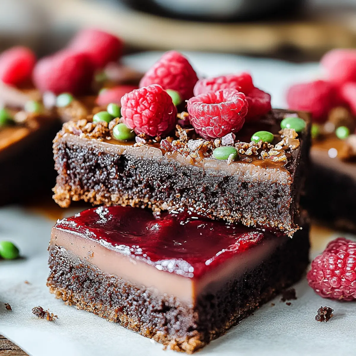 Holiday Raspberry Mocha No Bake Brownies