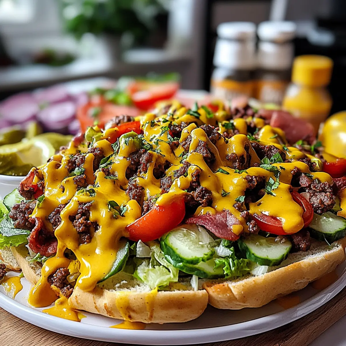 Loaded Burger Bowls with Sauce