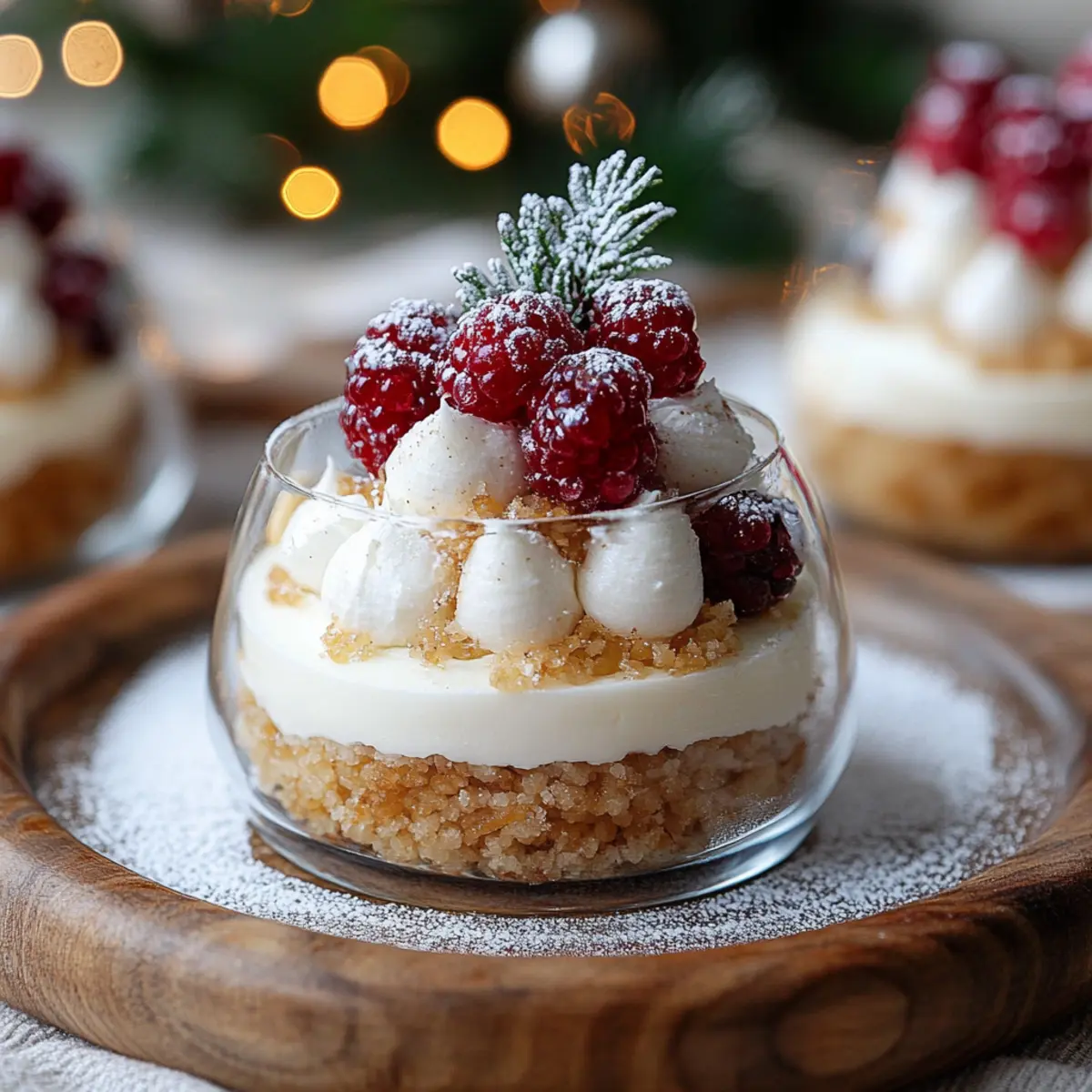 Snow Globe Cheesecake Bites with Cookie Crust