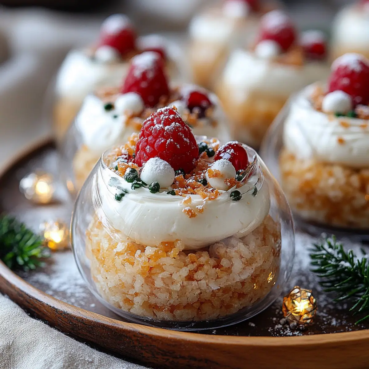Snow Globe Cheesecake Bites with Cookie Crust