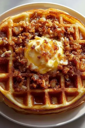 Spiced Pumpkin Waffles with Brown Butter Maple Syrup