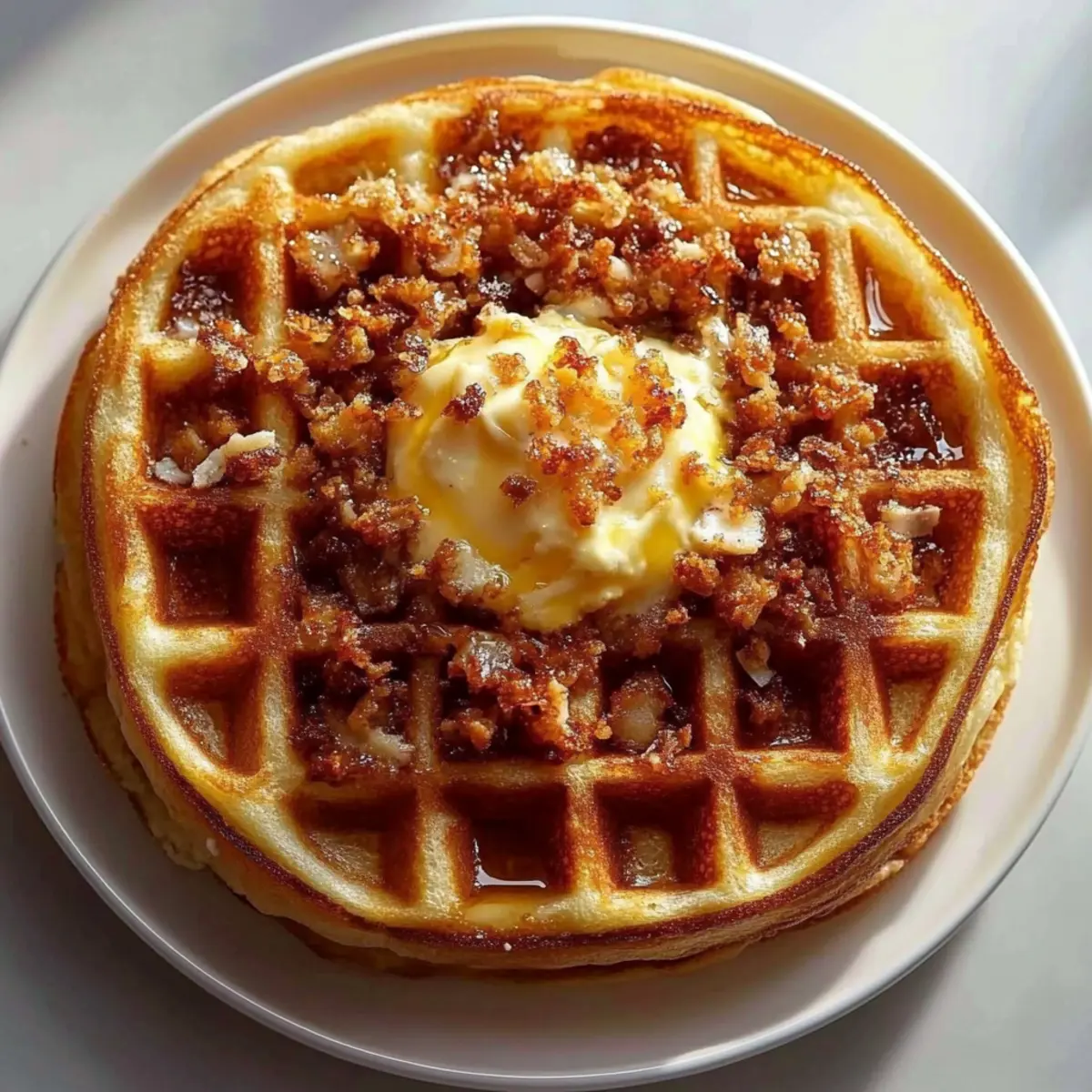 Spiced Pumpkin Waffles with Brown Butter Maple Syrup